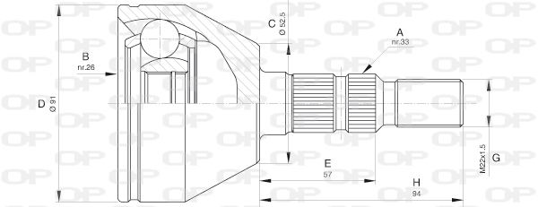 OPEN PARTS Шарнирный комплект, приводной вал CVJ5603.10